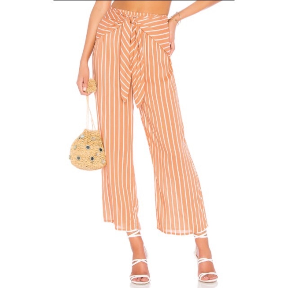 AMUSE Orange Pinstriped Ankle Flowy Pants